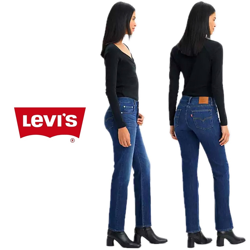LEVI’s ‘724 High-Rise Straight Crop’ Stretch Dark-Wash Cropped Jeans - 31”